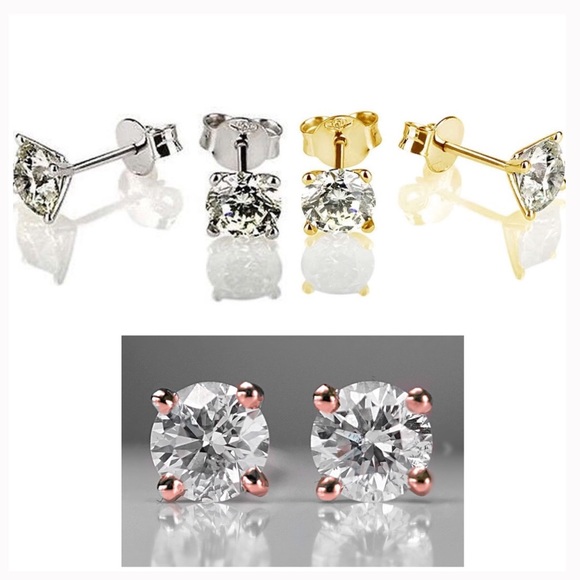 SALE๐1Ct Simulated Diamond 14K Gold Martini Studs - Picture 1 of 5